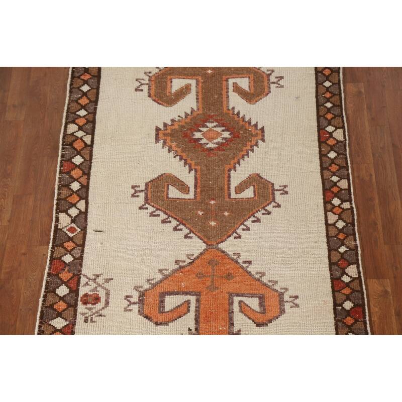 Anatolian Runner Rug Handmade Oriental Wool Carpet - 3'11"x 12'4"