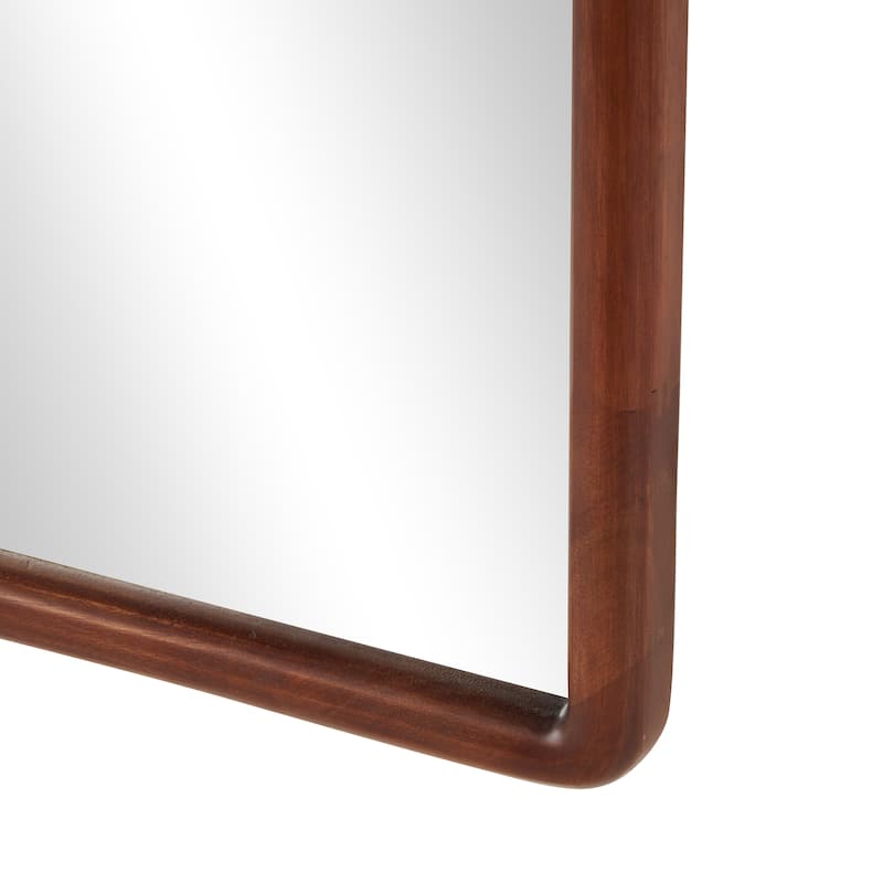 Wood Abstract Wavy Wall Mirror - Brown - Roche River Decor