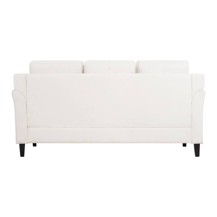 Stylish Sofa Combo: Chesterfield Sofa with Rolled Arms and Button Tufted Flared Arms Microfiber Couch for Small Spaces