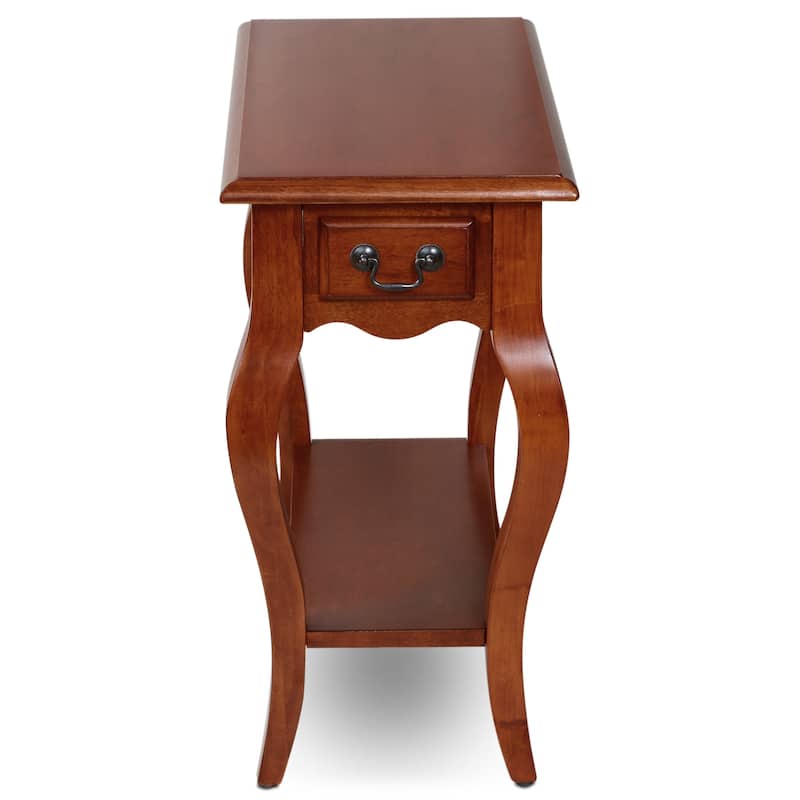 Brown Cherry/ Slate Solid Wood Side Table