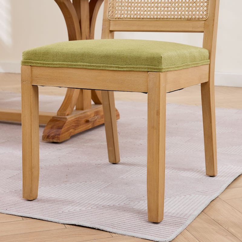 Farmhouse Rattan Dining Chairs Set of 2,Kitchen & Dining Room Chairs, Cane Upholstered Kitchen Side Chair with Hardwood Frame