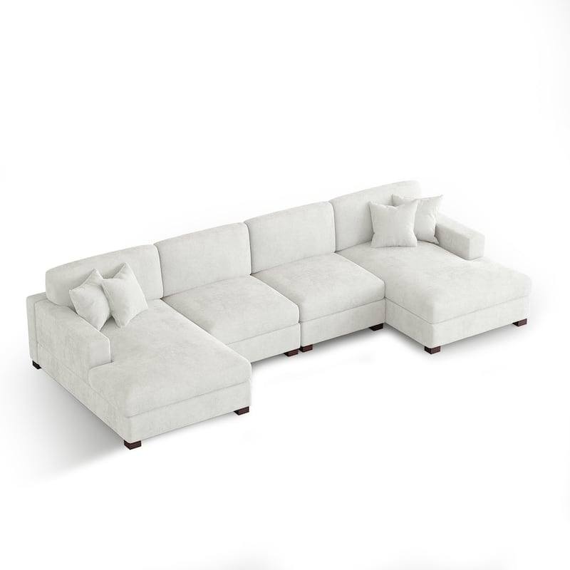 Modern Upholstered Chenille Modular Sectional Sofa with 2 Chaise