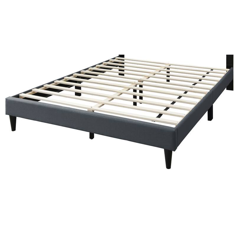 Queen Size Upholstered Platform Bed with Diamond Stitch Headboard and Modern Platform Design