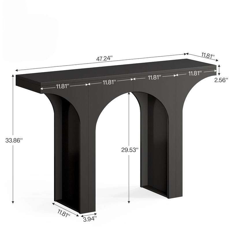 47" Modern Black Console Table for Entryway with Arched Base - Black