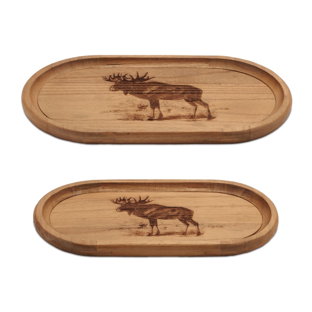 Woodland Moose Wood Trays (Set of 2)