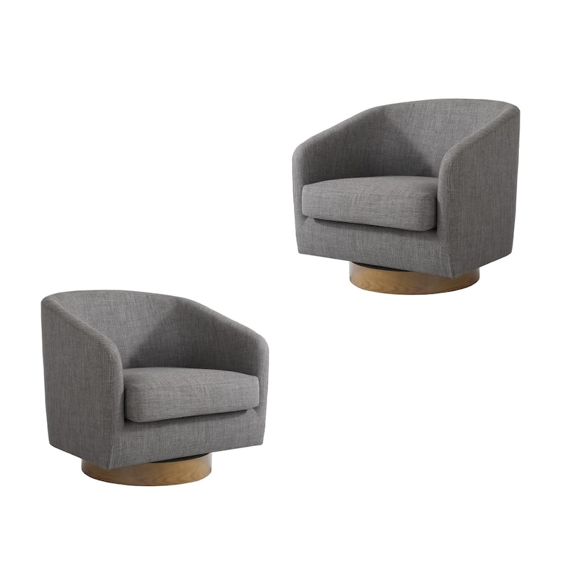 2 Set Modern Wide Round Swivel Accent Barrel Chairs