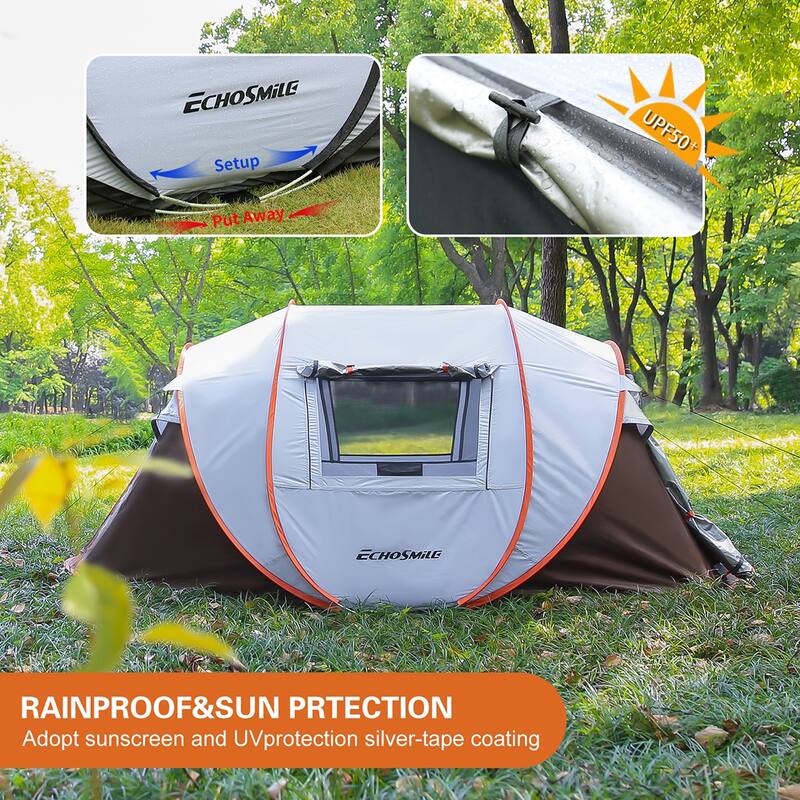 4-6 Persons White + Brown Pop-Up Boat Tent