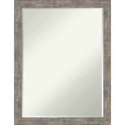 Petite Bevel Wood Bathroom Wall Mirror - Marred Silver Frame - 21 x 27 in