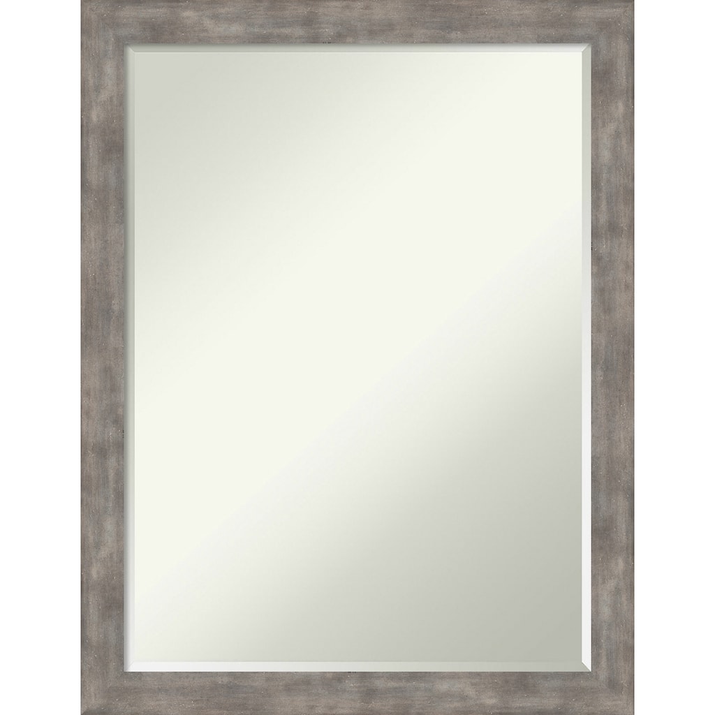 Petite Bevel Wood Bathroom Wall Mirror - Marred Silver Frame - 21 x 27 in