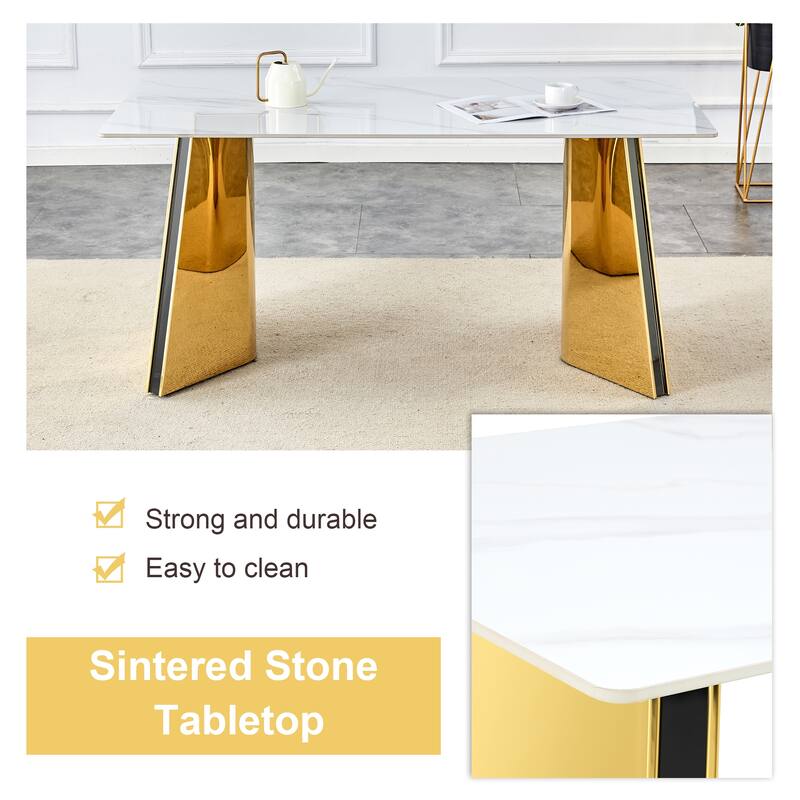 Dining Room Dining Table with Stainless Steel Butterfly Legs Office Table Accent Table Computer Table