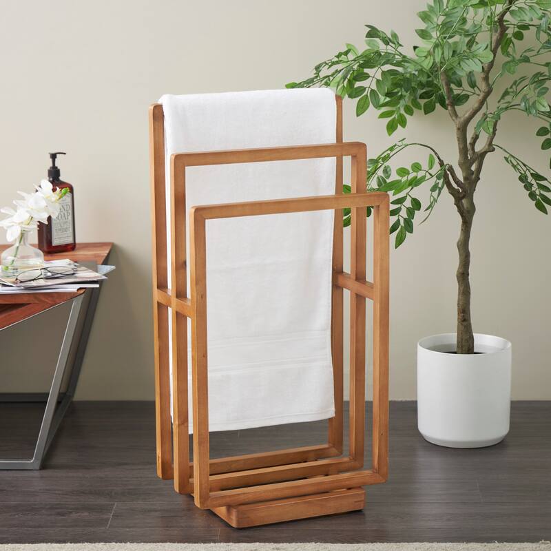Brown Wood Sleek Modern Quilt Rack - Brown