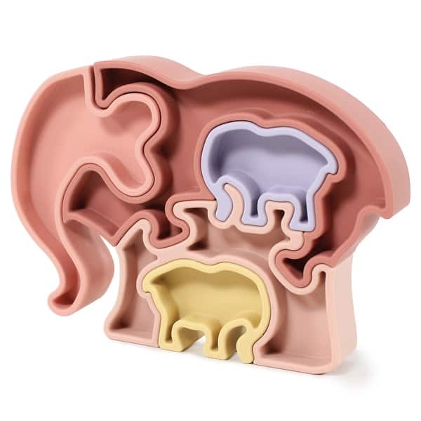 slide 1 of 1, Hudson Baby Silicone Puzzle, Elephant, One Size - Elephant Elephant - Toddler