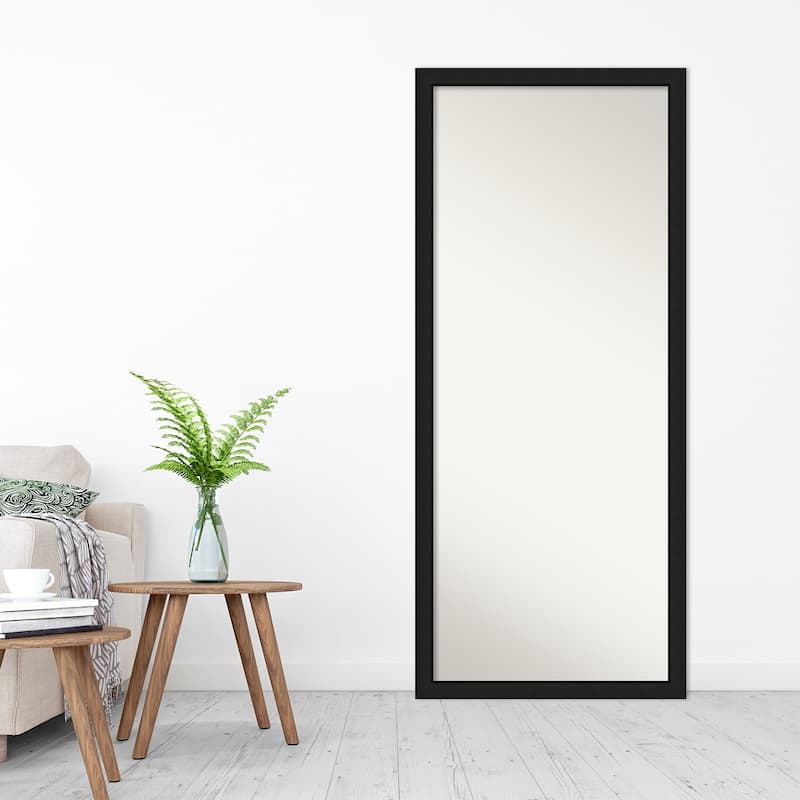 Midnight Black Narrow Non-Beveled Wood Framed Full-Length Floor Leaner Mirror - Midnight Black Narrow - Glass Size 24x60