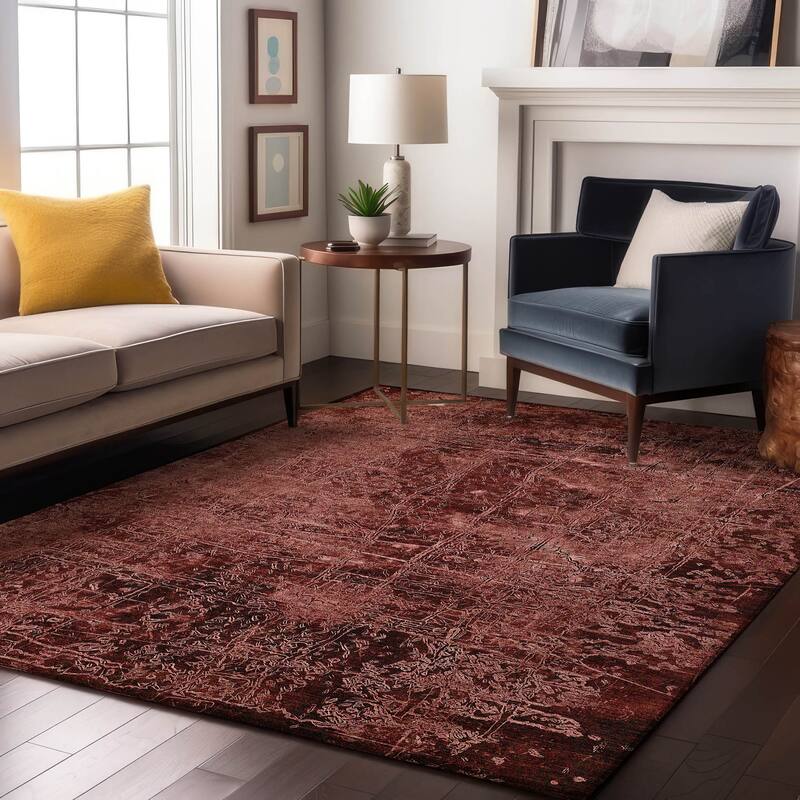 Premium Washable Super Soft Solid Abstract Mayfield Rug - Merlot - 2' 6" x 3' 10" - Rectangle