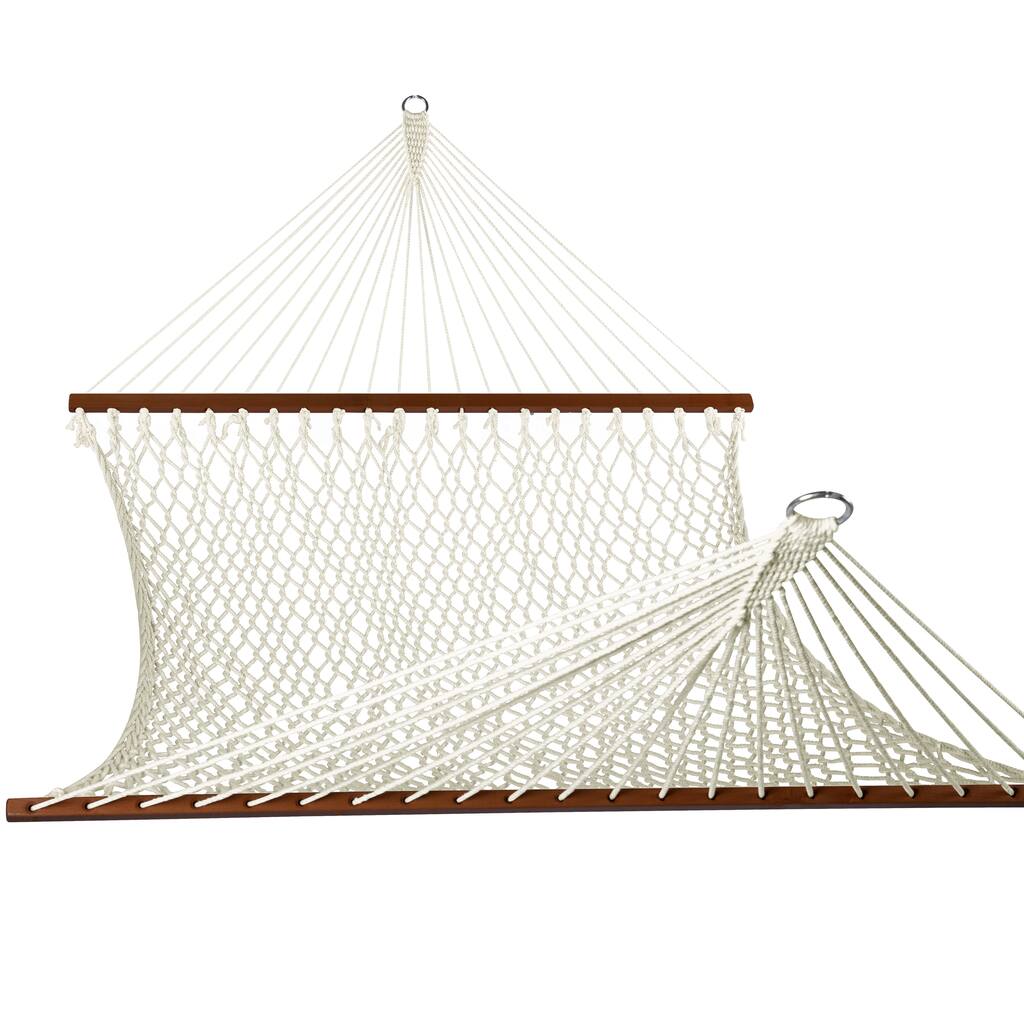 13 Foot Hand-Woven Cotton Rope Hammock With Hanger