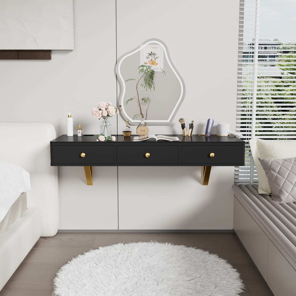 Rico Modern Floating Makeup Vanity Desk (No Mirror) by GDFStudio