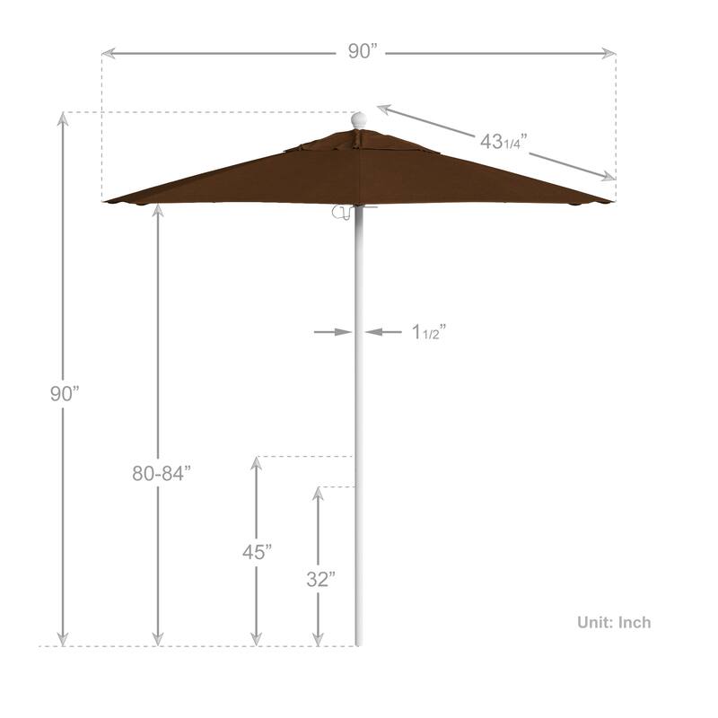 California Umbrella 7.5' Rd.. Aluminum Frame, Fiberglass Rib Market Umbrella, Push Open, White Finish, Olefin Fabric