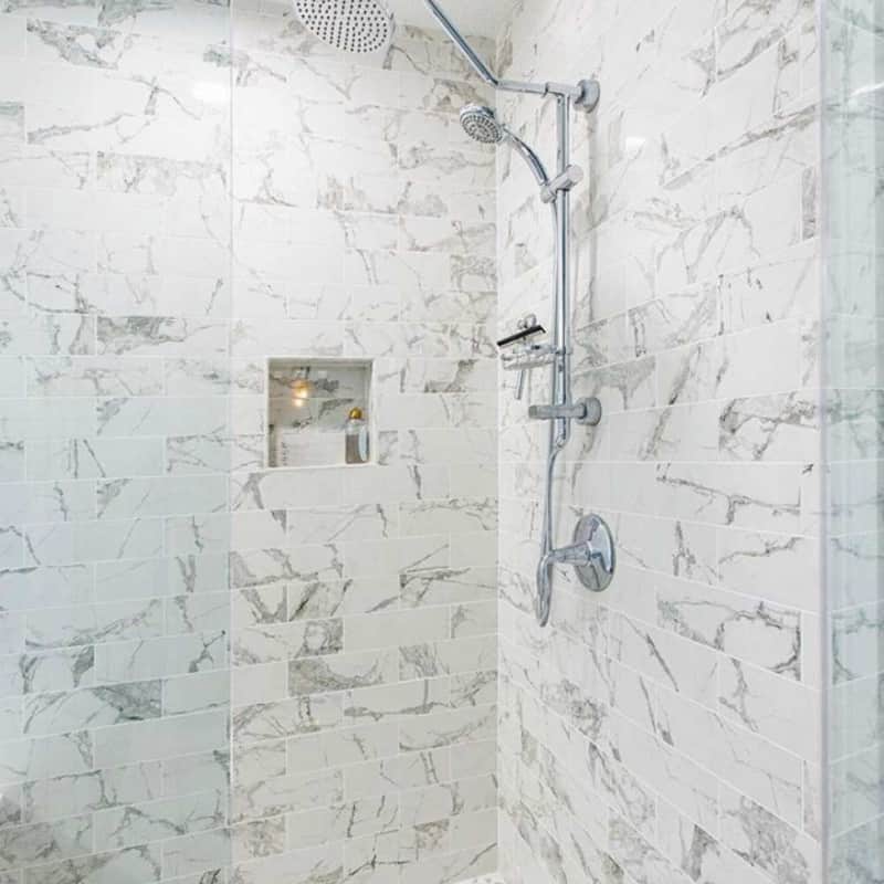 Penthouse 4x12 Polished Marble Look Porcelain Subway Tile - Floor, Wall