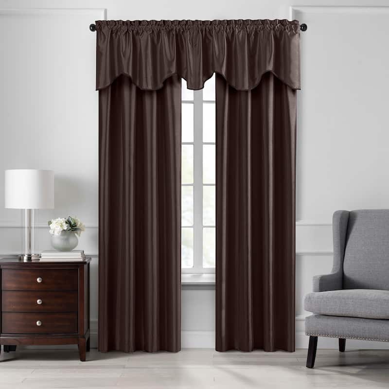 Gracewood Hollow Foster Faux Silk Scalloped Window Valance - 50"x21"