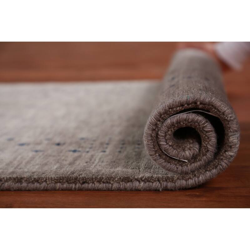 Hand Knotted Oriental 100% Wool Carpet Tribal Tribal Greys & Charcoal Gabbeh Area Rug - 4' 9'' X 2' 7''