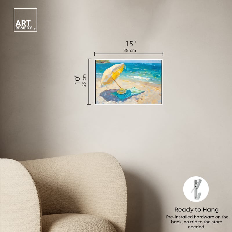 Art Remedy Morning Beach View Framed Colorful Coastal 1 Piece Canvas Wall Art