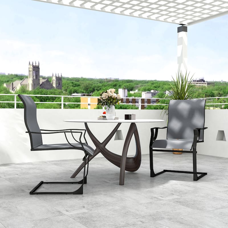 Metal Outdoor Chairs Set of 2 with Breathable Mesh and Swing - 23.6" W x 27.4" D x 39" H