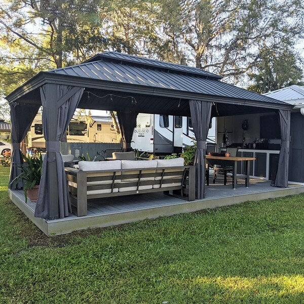 PURPLE LEAF Outdoor Galvanized Steel Hardtop Gazebo