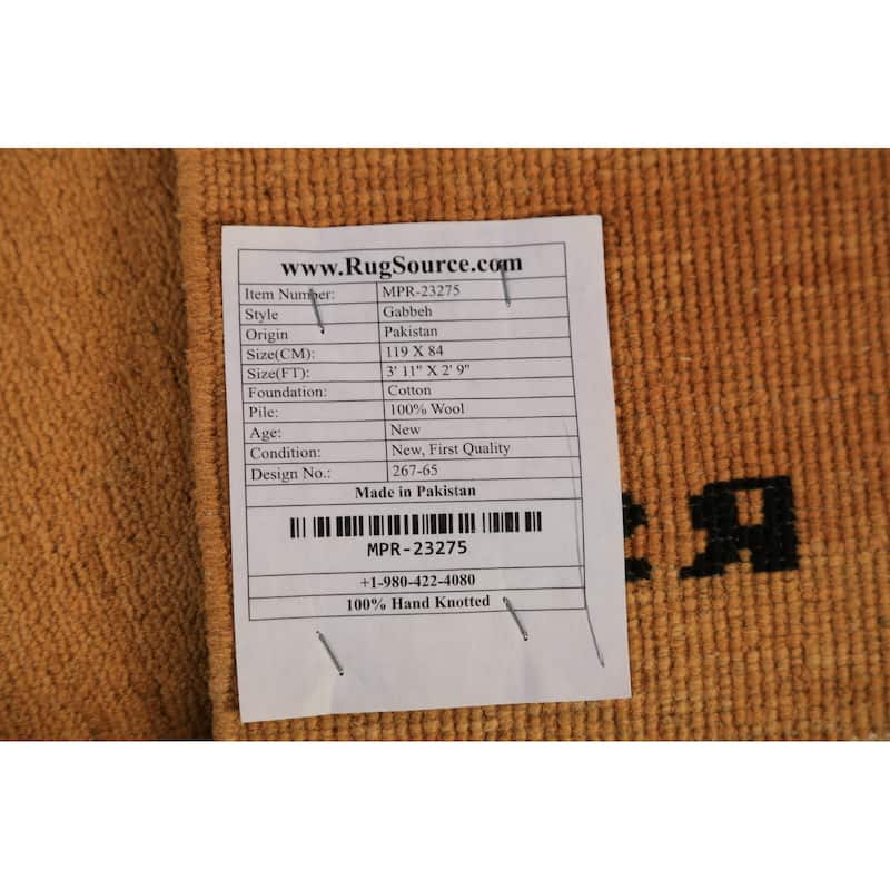 Gabbeh Oriental Rug Hand-Knotted Wool Carpet - 2'9" x 3'11"