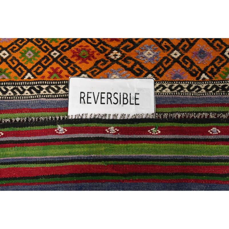 Hand Woven Oriental 100% Wool Carpet Southwestern Tribal Multi-Colored Kilim Area Rug - 7' 4'' X 4' 7''