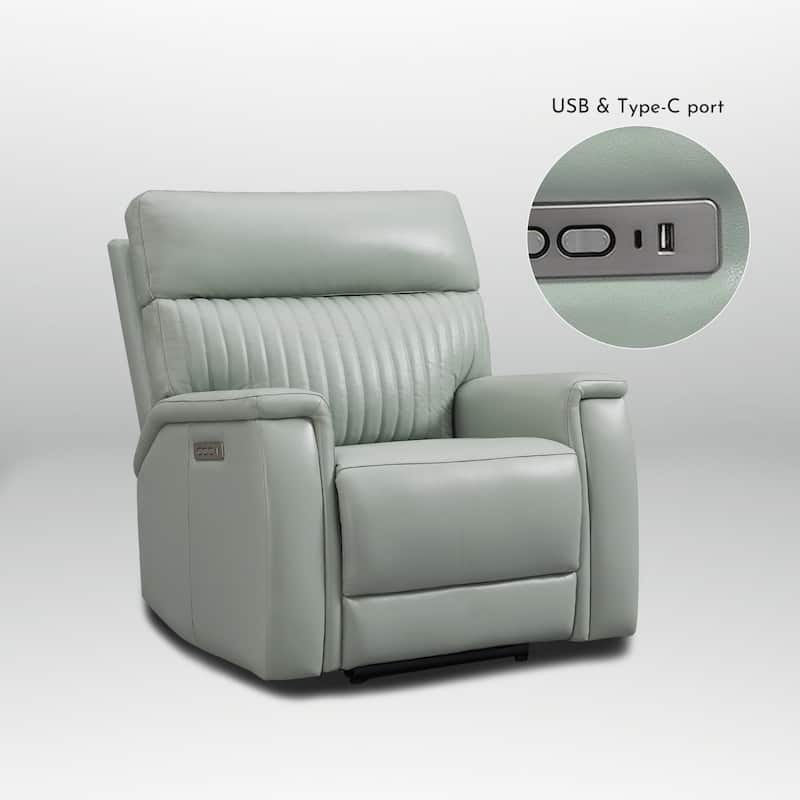 Leather Zero Gravity Power Recliner with Power Headrest and Power Lumbar,USB&USB-C Port