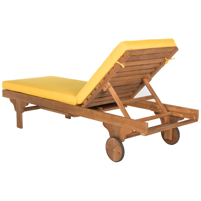 SAFAVIEH Outdoor Aubrie Adjustable Chaise Lounge Chair with Wheel.