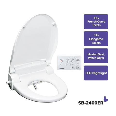 SmartBidet Bidet Seat for Elongated & French Curve Toilets