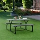 preview thumbnail 2 of 6, Outdoor Picnic Garden Party Table And Bench Set-Black - 54" x 59" x 28.5" (L x W xH)