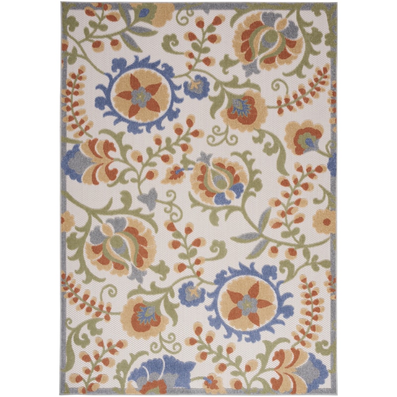 Nourison Alice Indoor/Outdoor Floral Area Rug - 3'6" x 5'6" - Ivory/Blue