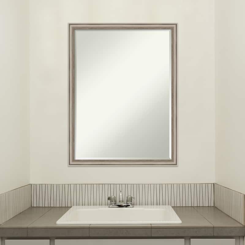Salon Scoop Half-Inch-Bevel Wood Framed Bathroom Vanity Wall Mirror - Glass Size 18x24