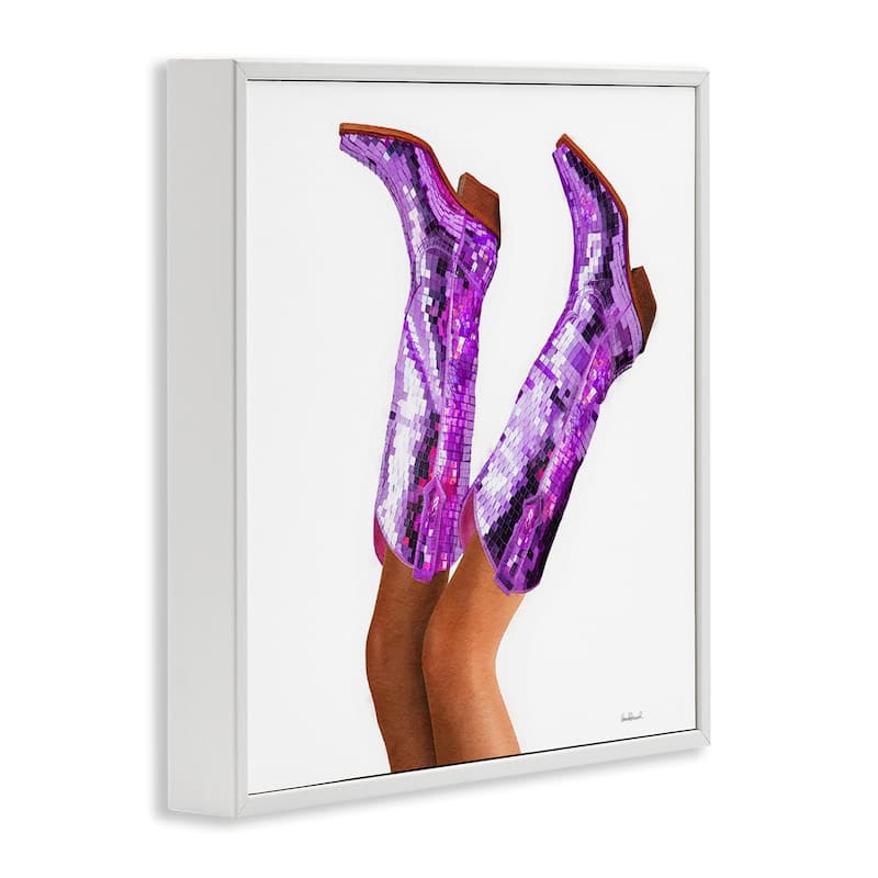 Stupell Purple Glam Cowgirl Boots Framed Giclee Art Design By Amanda Greenwood