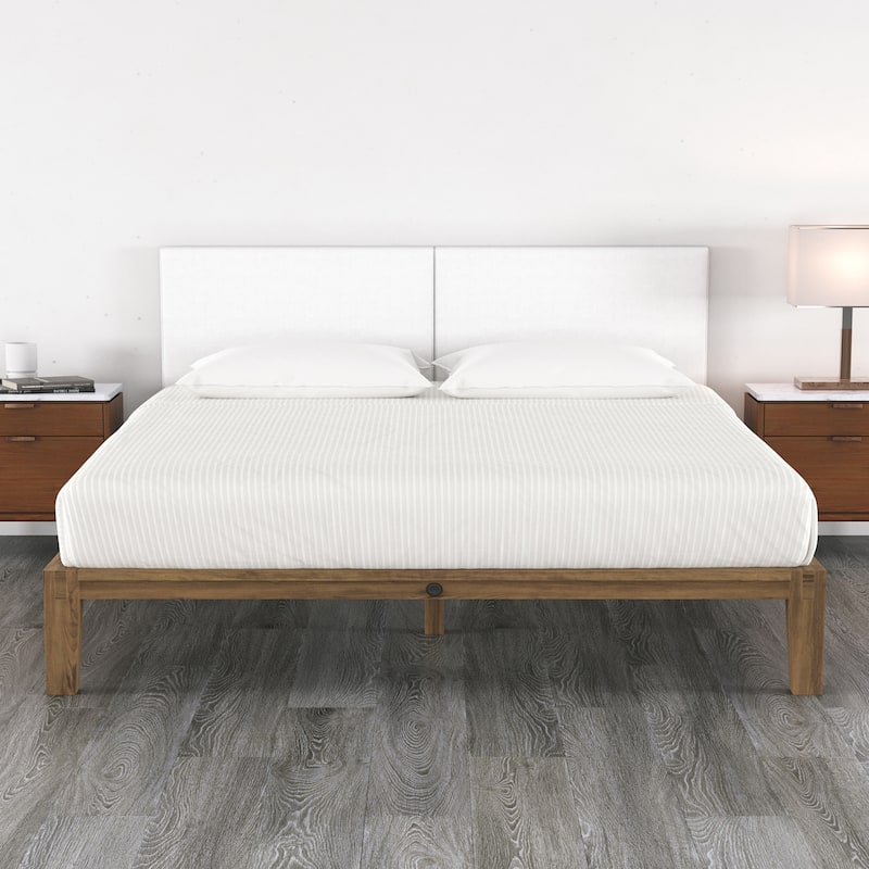 Jaxx Panelist Modern Padded Headboard in Premuim Vegan Leather - Set of 2 Wall Mounted Panels - Vegan Leather Ice Storm White - King