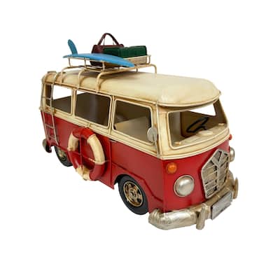 M VW Red Metal Bus Décor