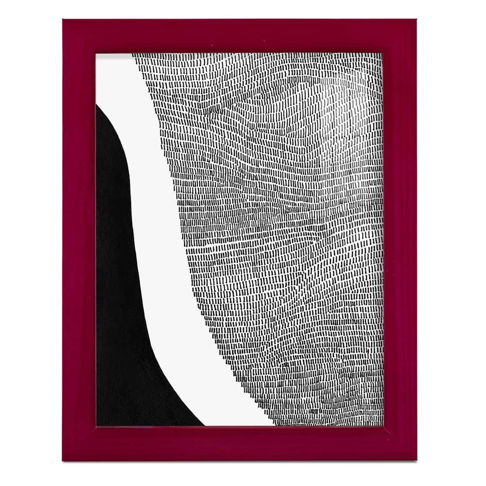 Black & White Abstract I -Framed Print w/glass-Cherry Red