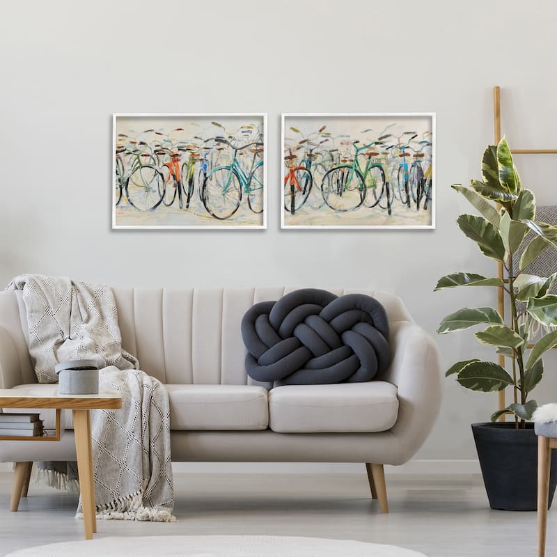 Stupell Dynamic Bicycles on Beige Framed Giclee Art Design By Dusza (Set of 2)