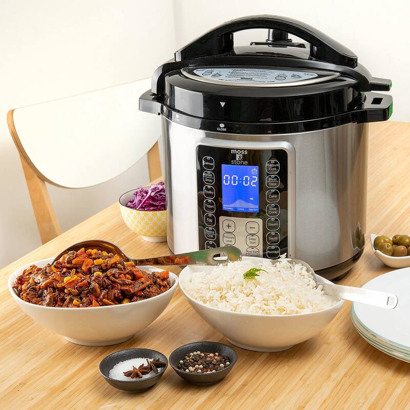 6 Qt Electric Pressure Cooker with LCD Display, Slow Cooker, Rice