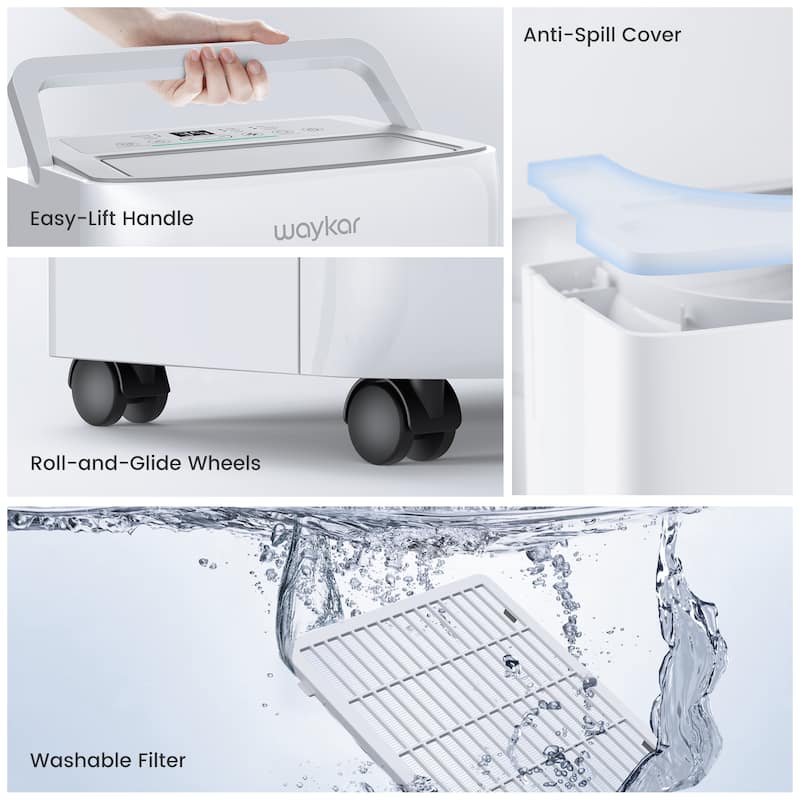 80 Pint Energy Star Dehumidifier for 5,000 Sq. Ft. Home & Basement – Auto Defrost, 40dB Quiet, Drain Hose, Water Tank