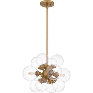 Brushed Weathered Brass Four Light Pendant from the Glinda Collection