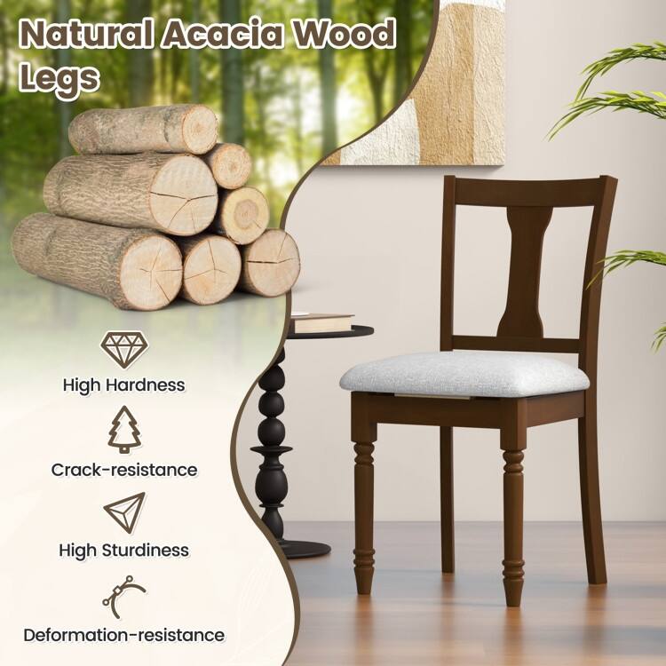 Set of 2 Kitchen Dining Chair with Linen Fabric and Storage Space - 18" x 20.5" x 36" (L x W x H)
