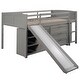 preview thumbnail 19 of 28, Low Twin Size Loft Bed with Cabinets, Shelves and Slide, White