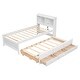 preview thumbnail 10 of 9, Superior Quality Captain Bed with Type-C USB Ports, Wood Platform Twin Bed Frame with LED Light Headboard & Trundle, White