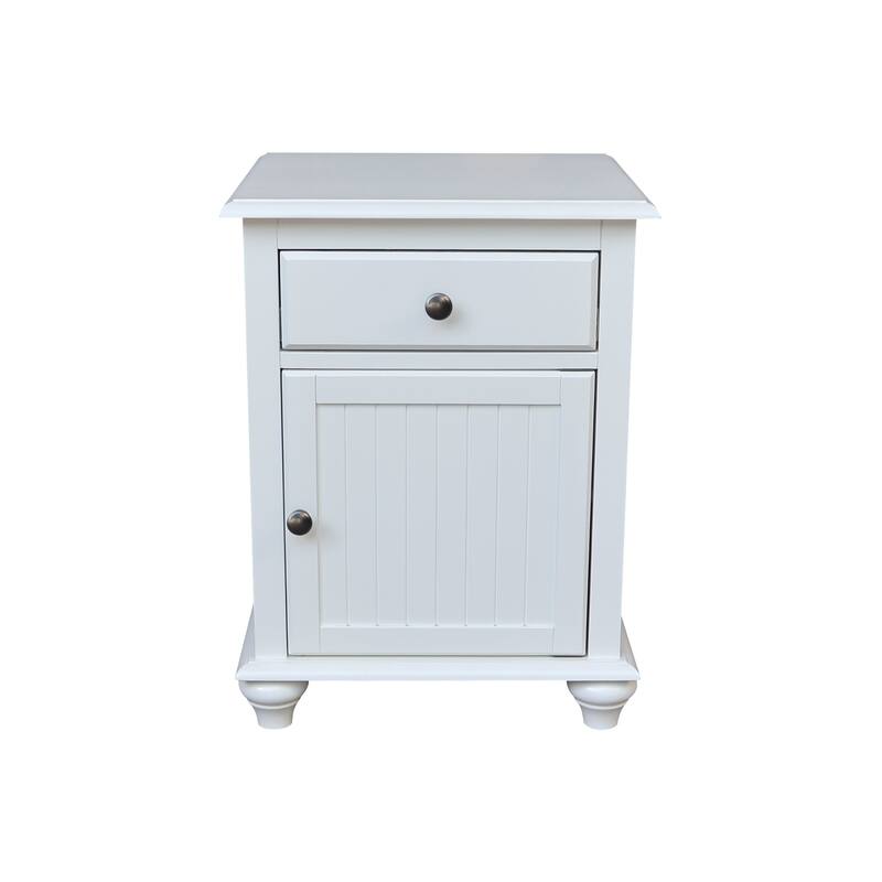 International Concepts Solid Wood Nightstand with Storage Cabinet - White