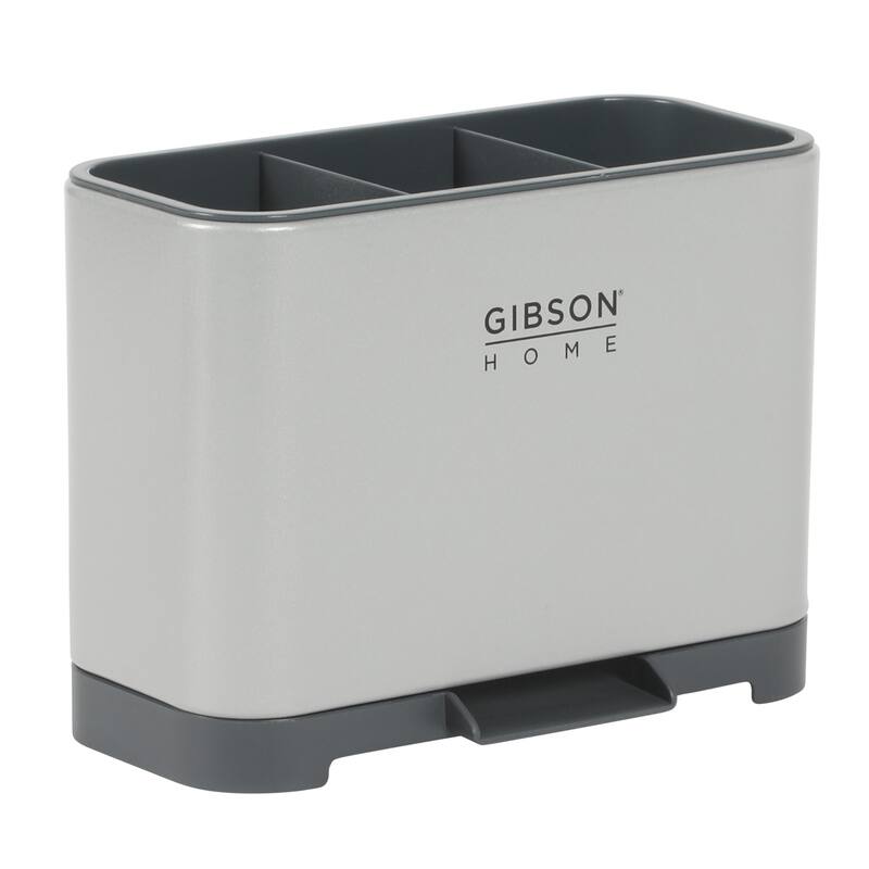 Gibson Home Ledgebrook Sink Caddy - Kitchen Organizer with Metal Panel, Sponge Holder, and Drain Board for Countertop Storage.