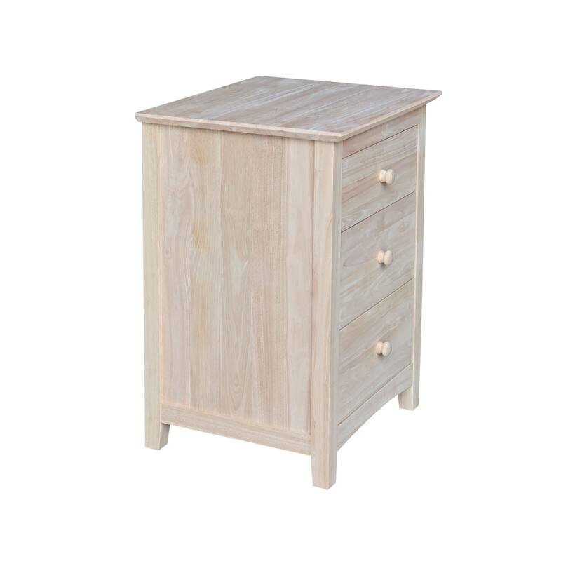 International Concepts Solid Wood 3-Drawer Nightstand, Unfinished Bedside Chest with 15.3" Extra-Deep Tiered Drawers