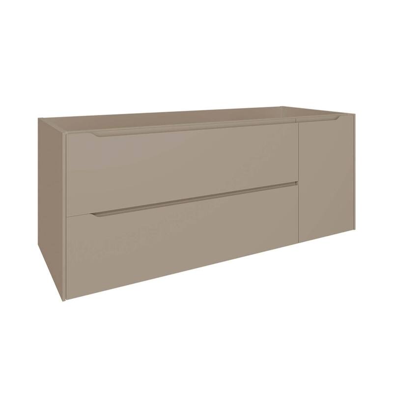 HomeRoots 48" Taupe Wood Floating Bathroom Vanity With White Sink And Two Drawers - 48.00 in. x 18.00 in. x 19.00 in.